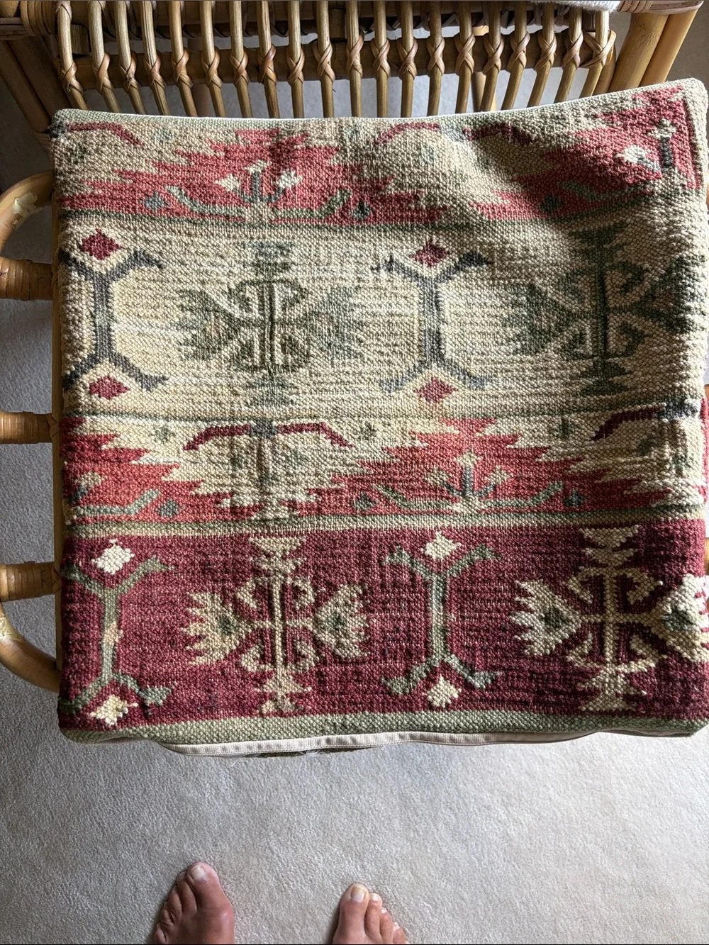 Pottery Barn Kilim-Style Accent Pillow Cover  in Rust,Green, Burgundy